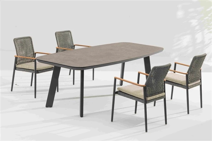 Luxury Outdoor Dining Set – Slate Top & Aluminum high quality
